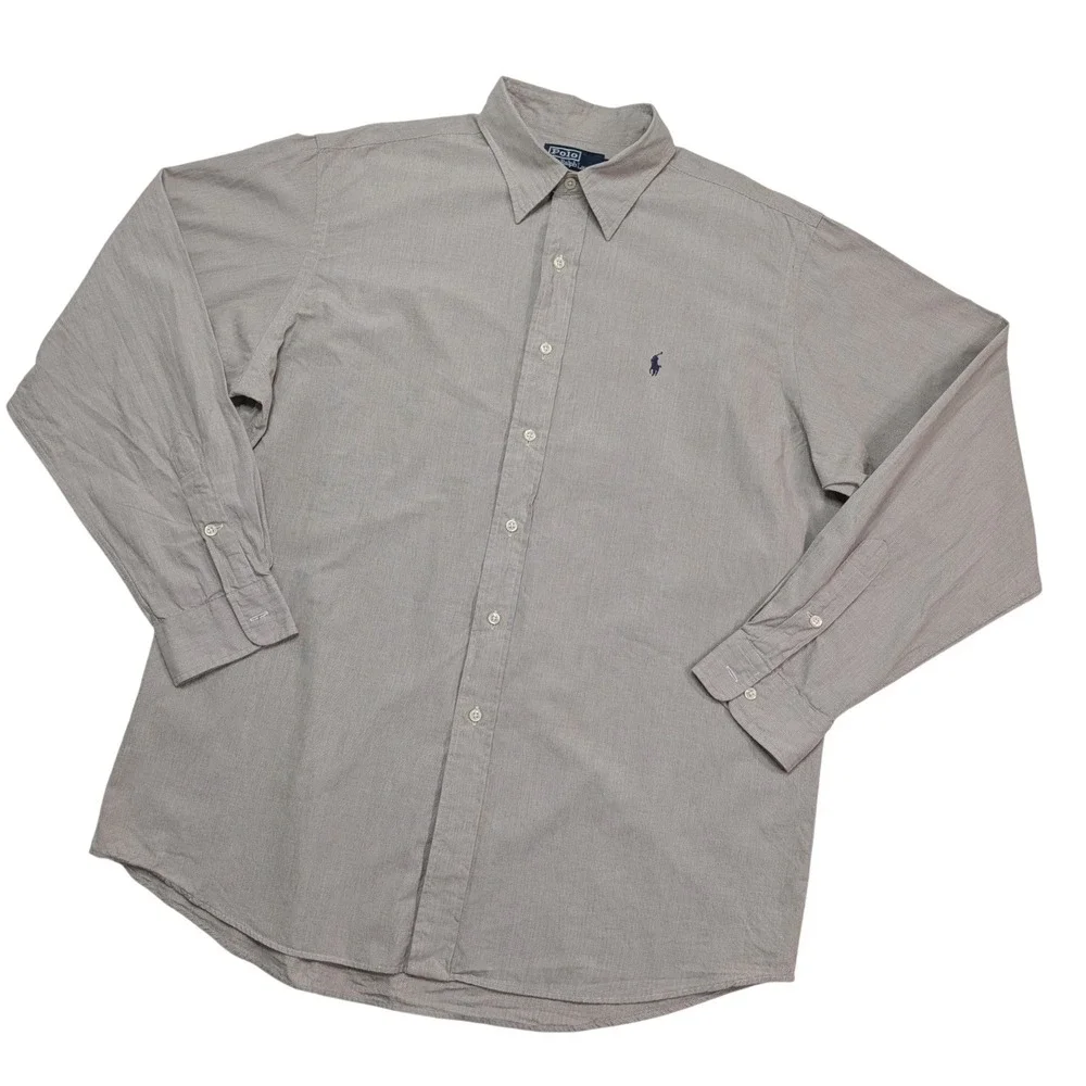 Polo Ralph Lauren Lowell Sport Shirt Men's L Beige Check Button Up Cotton LS